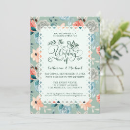 Sage Green Floral Lace Elegante Wedding Calligraph Einladung