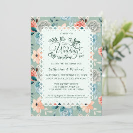 Sage Green Floral Lace Elegante Wedding Calligraph Einladung