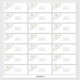 Sage Green Floral Line Art Guest Adresse Aufkleber