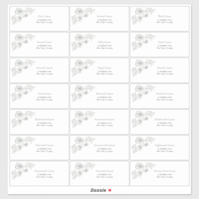 Sage Green Floral Line Art Guest Adresse Aufkleber (Blatt)