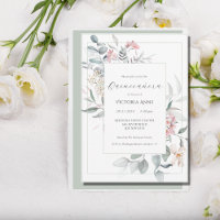 Sage Green Floral Modern Quinceañera