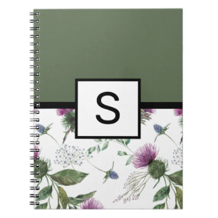 Sage Green Floral Monogram Notizblock
