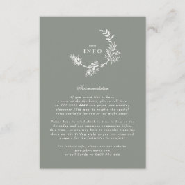 Sage Green Floral Monogram Wreath Wedding Begleitkarte