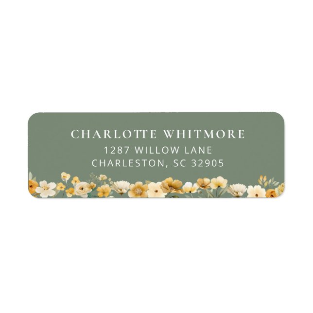Sage Green Floral Return Address Label (Vorne)