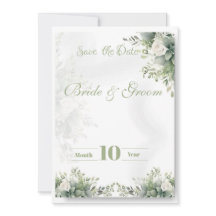Sage Green Floral Save the Date Karte | Botanische