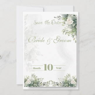 Sage Green Floral Save the Date Karte | Botanische