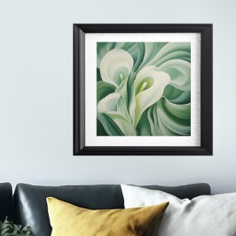 Sage Green Floral Semi-Abstrakt Poster