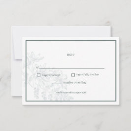 Sage Green Floral Simple Wedding RSVP Card