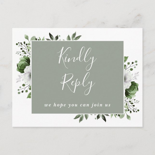 Sage Green Floral Song Anfrage UAWG Postkarte (Vorderseite)