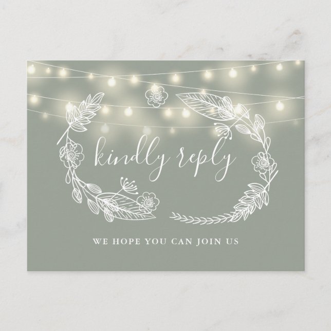 Sage Green Floral Song Request RSVP Card Einladungspostkarte (Vorderseite)