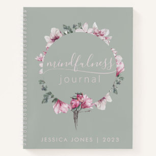 Sage Green Floral Watercolor Mindfulfully Journal Notizbuch