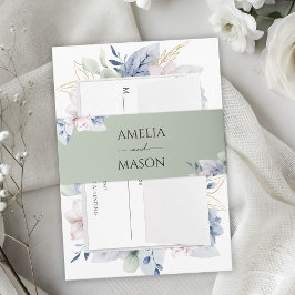 Sage Green Floral Watercolor Wedding Einladungsbanderole