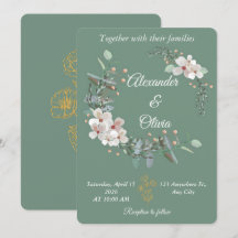 Sage Green Floral Wedding Invitation Editable