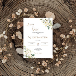 Sage Green Floral wedding invitation in Spanish