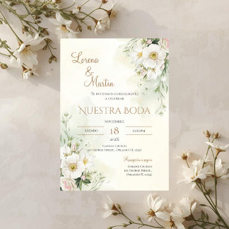 Sage Green Floral wedding invitation in Spanish Einladung