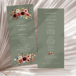 Sage Green Floral Wedding Programm