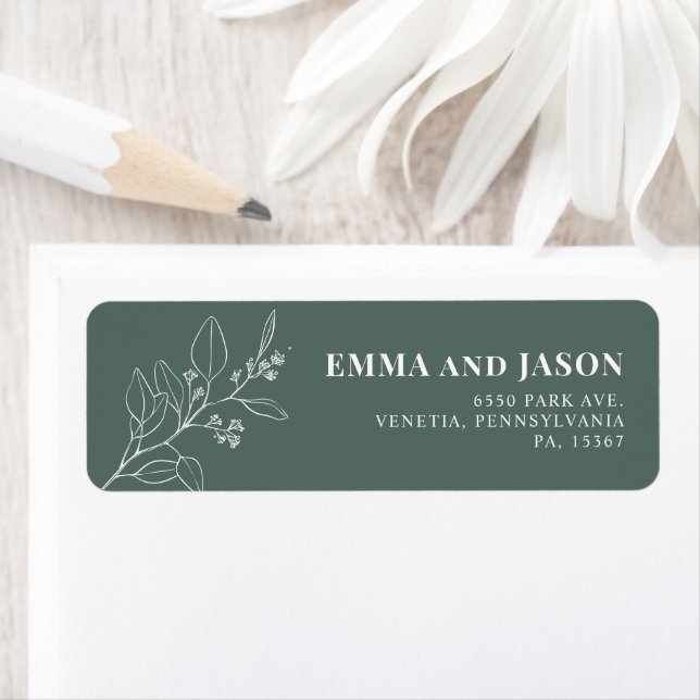 Sage Green Floral Wedding Rücksendeadressen-Aufkle (Insitu)