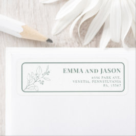 Sage Green Floral Wedding Rücksendeadressen-Aufkle