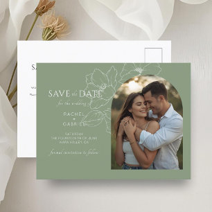 Sage Green   Floral Wedding Save the Date Postcard Postkarte