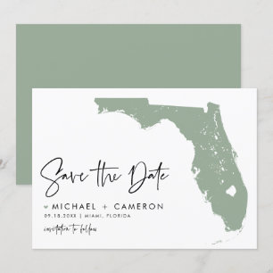 Sage Green Florida Map Modernes Minimalistisches S Save The Date