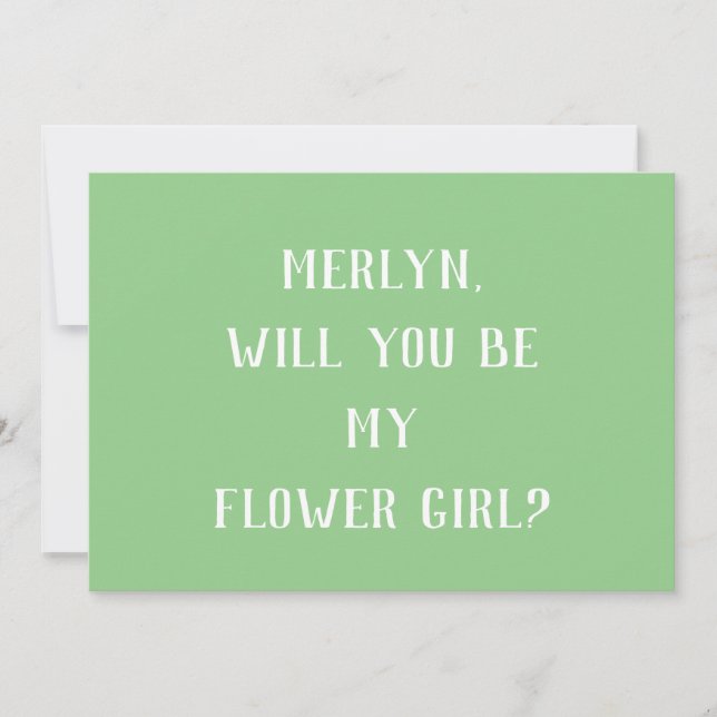 Sage Green Flower Girl Minimal Wedding Trendy Cool Einladung (Vorderseite)