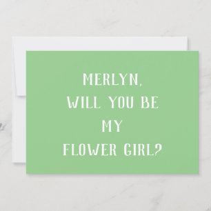 Sage Green Flower Girl Minimal Wedding Trendy Cool Einladung