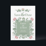 Sage Green Folk Wildflower Save the Date<br><div class="desc">Romantic sage green folk wildflower wedding design inspired by delicate botanical illustration and countryside garden celebrations. This elegant save the date features soft floral ornament and nature inspired decoration, perfect for rustic outdoor weddings, garden ceremonies and modern botanical wedding themes. Ideal for couples planning a romantic wildflower wedding with timeless...</div>