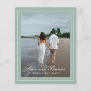 Sage Green Foto Budget Hochzeit Danke Karte