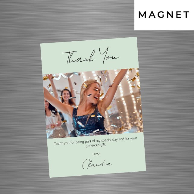 Sage green Foto danke Magnetkarte (Von Creator hochgeladen)