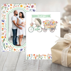 Sage Green Foto Vielen Dank - Igel Baby Dusche Dankeskarte