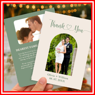 Sage Green Foto Wedding Dankeskarte