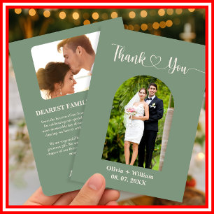Sage Green Foto Wedding Dankeskarte