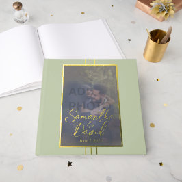 Sage Green Foto Wedding Foil Gästebuch