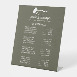 SAGE GREEN FRAU STONE MASSAGE Wellness Day Wellnes Sockelschild