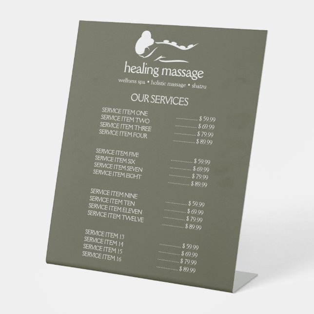 SAGE GREEN FRAU STONE MASSAGE Wellness Day Wellnes Sockelschild (Vorderseite)