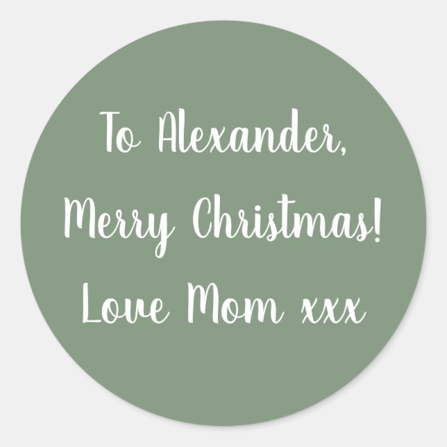 Sage Green Frohe Weihnachten aus der Mama Geschenk Runder Aufkleber (Vorderseite)