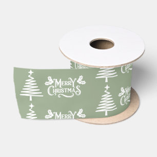 Sage Green frohe Weihnachten Satinband