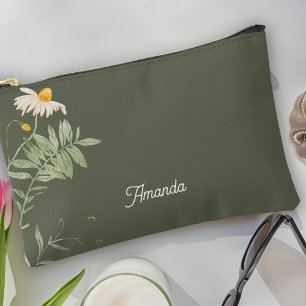 Sage Green Gänseblümchen Floral Minimal  Zubehörtasche