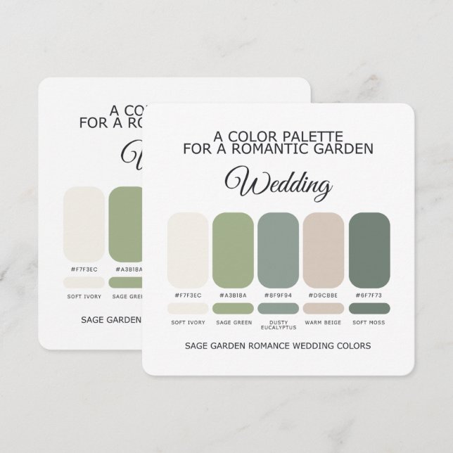 Sage Green Garden Wedding Color Palette Card Einladung (Vorne/Hinten)