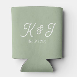 Sage Green Gastgeschenk Hochzeit Mit Monogramm Can Dosenkühler
