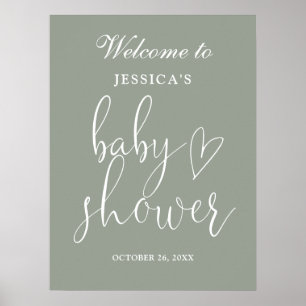 Sage Green Genre Neutre Baby shower Affiche de bie