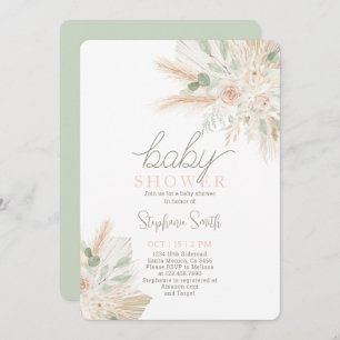 Sage Green Genre Neutre Baby shower Invitation