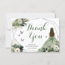 Sage Green Geometric Floral Princess Quinceañera