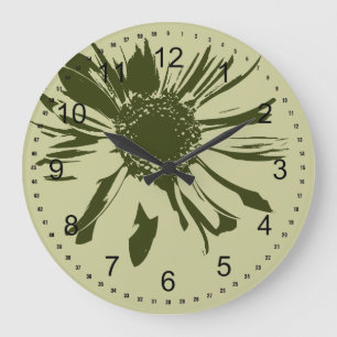 Sage Green Gerbera Große Wanduhr