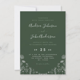 Sage Green Gezeichnet botanischer Fall von Leaf Einladung