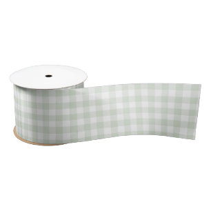 Sage Green Gingham Baby Dusche Satinband