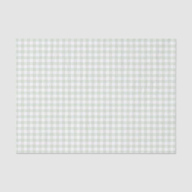 Sage Green Gingham Baby Dusche Seidenpapier (Vorderseite)