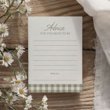 Sage Green Gingham Baby Shower Addon Card