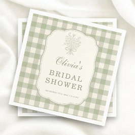 Sage Green Gingham Bridal Shower Party Serviette