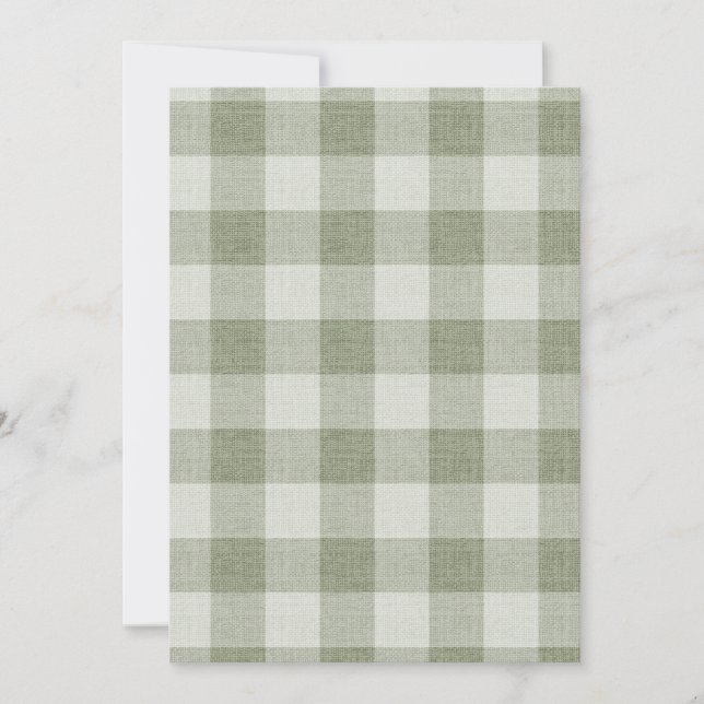 Sage Green Gingham Buffalo Check Linen Texture  Einladung (Vorderseite)